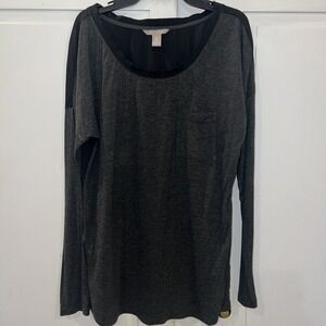Banana Republic Womens‎ LS Pocket T-shirt Black Sheer Back/Dark Gray Size Medium